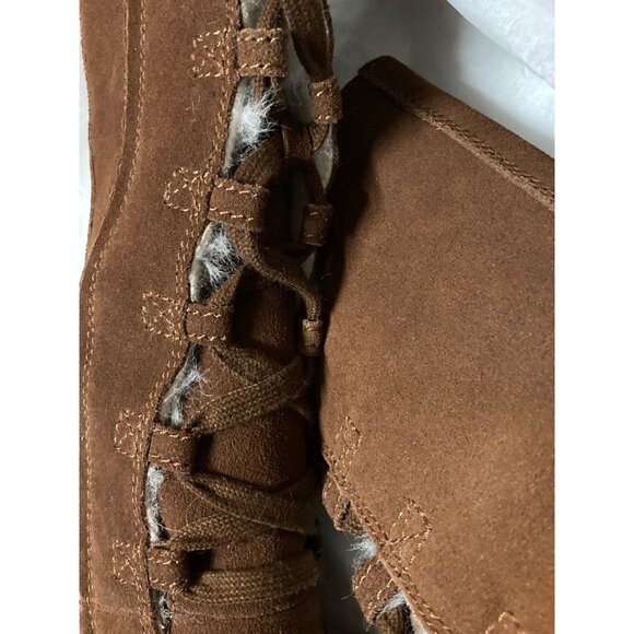 Michael Kors Miss Vanessa Brown Lace-Up Suede Wedge Boots Size 1M New In Box - Picture 7 of 7